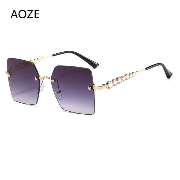 

sunglasses aoze 2021 luxury square no hoop women's fashion brand rhinestone metal glasses frame uv women ins, White;black