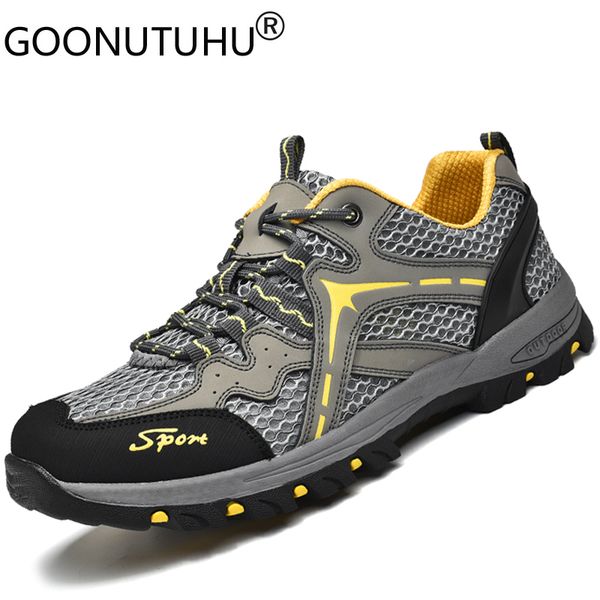 

мужская мода обуви случайная воздухопроницаемая сетка летом кроссовки мужской comofrtable зашнуровать ботинки человека серобурой бегущей обу, Black