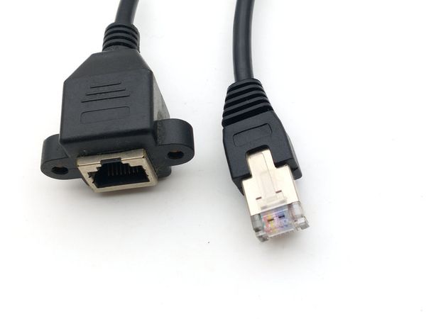 

1x rj45 male to female screw panel mount ethernet lan network extension cable 1m