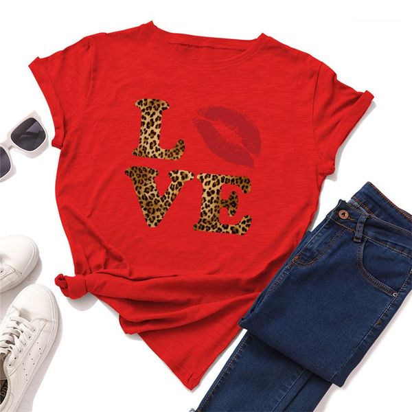 

leopard women tshirts letters love summer woman tees casual short sleeve o-neck designer loose ladies, White