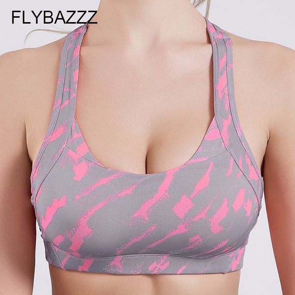 

new women print cross design sports bra push up shockproof vest with padding for running gym fitness jogging yoga shirt, White;black