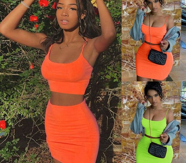 

women tracksuit womens tank crop skirt outfits two piece bodycon bandage party mini dress, Gray