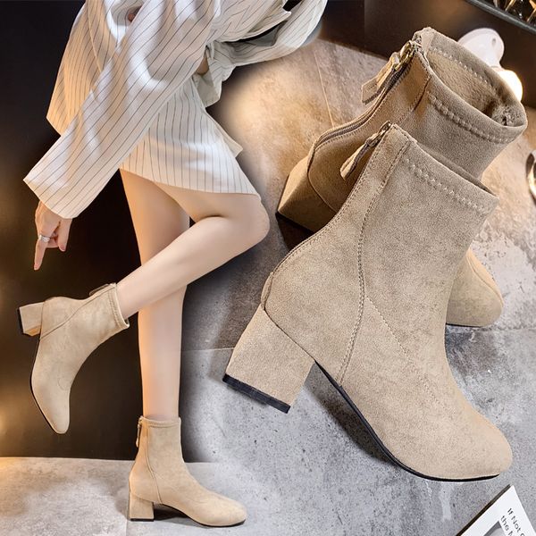 

boots women new 2020 women's rubber shoes rain luxury designer low heels booties round toe booties ladies winter, Black