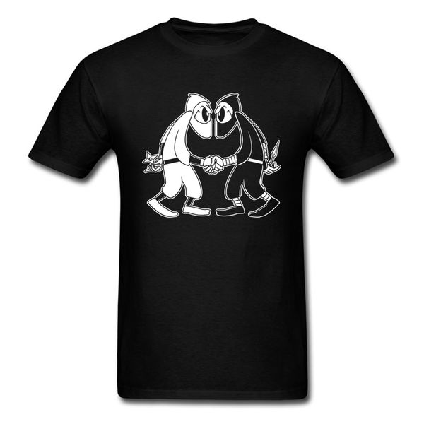 

ninja vs ninja latest black white t-shirt cool men's short sleeve 3xl tees shirt cotton fabric funny cartoon comic