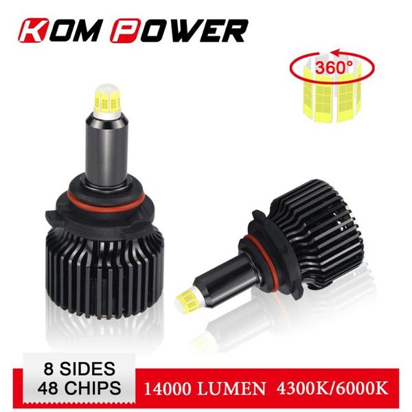

kom power car headlight bulbs led 4 9006 auto headlamp 4300k 6000k light 9005 3 9012 hir2 14000lm cool white h1 h7 h11 led