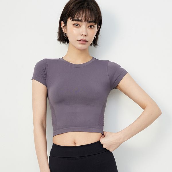 

2020 new back v-shaped hollow breathable tight-fitting sports short-sleeved running training navel fitness clothes women gym top, White;red