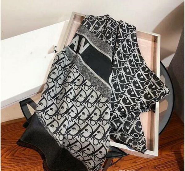 

the latest fashion autumn winter silk wool scarf shawl letter classic designer casual comfortable shawl may be wholesale, Blue;gray