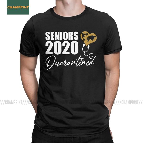 

seniors 2020 quarantined t-shirts for men social distance graduation cool cotton tee shirt crew neck short sleeve t shirts