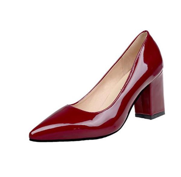 

2020 women's high heels bride party mid heel pointed toe shallow mouth high heel shoes women shoes big size 35-43, Black