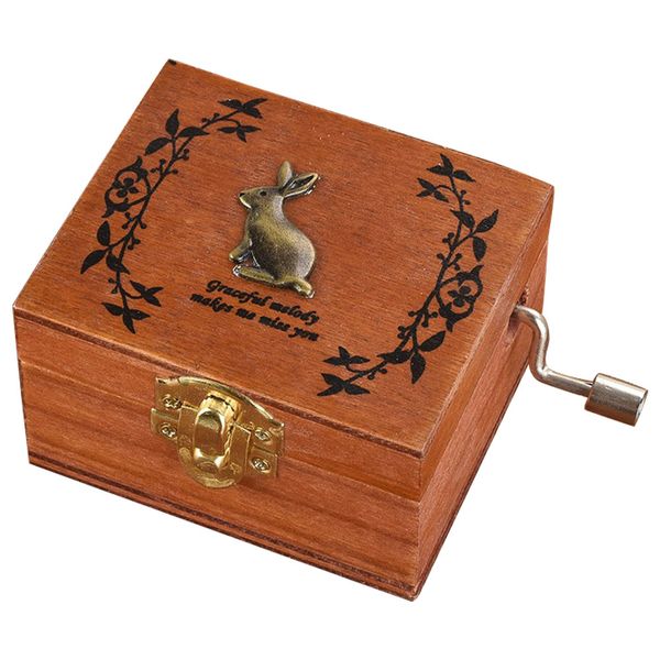 

kids carved wooden home decoration hand crank craft holiday music box christmas