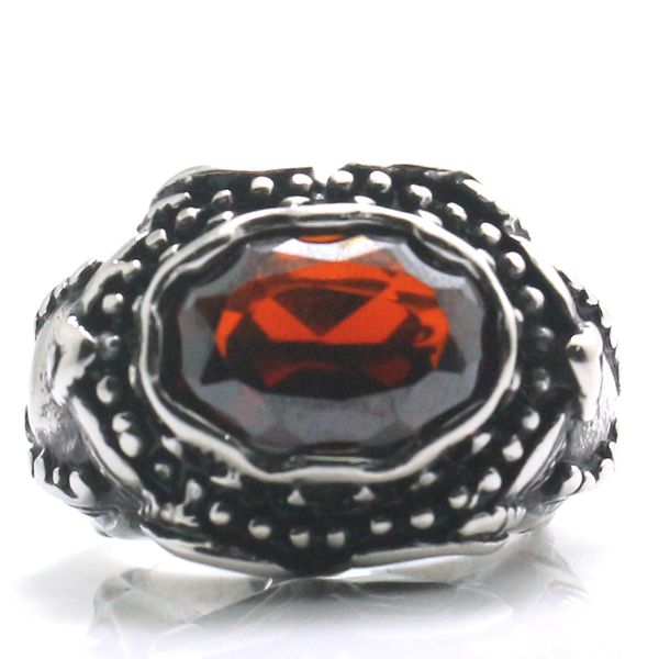 

man's 316l stainless steel punk gothic big red stone elephant ring, Golden;silver
