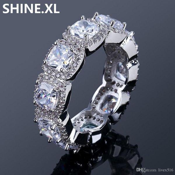 

hip hop iced out 1 row zircon ring silver plated micro pave cz stone charm wedding ring for women with 7 8 9