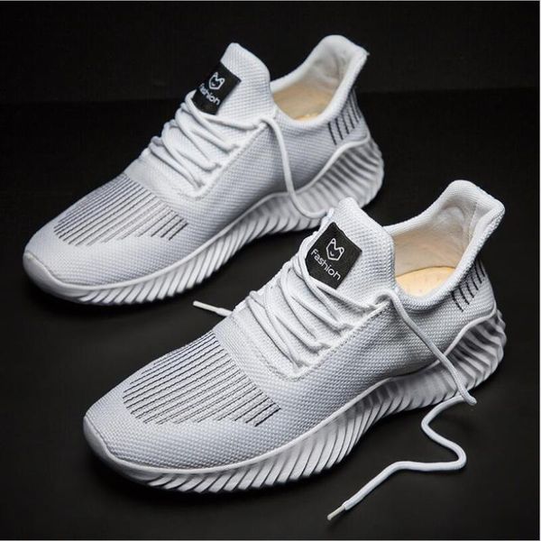 

new 2020 casual shoes men lightweight lace up men shoes breathable mesh footwear sport sneakers male comfort zapatillas, Black