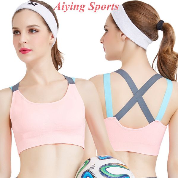 

aiying sports shirt women running sport bra stitching color quick dry fitness t-shirt gym shirt yoga sports bra for women, White;red