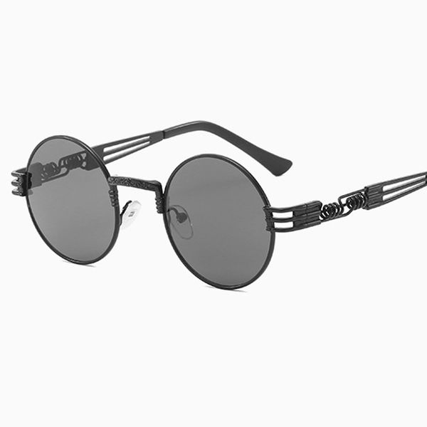 

metal steampunk sunglasses men women fashion round glasses brand design vintage sunglasses uv400 eyewear shades, White;black