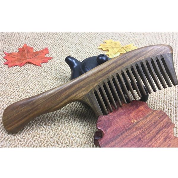 

hair brushes 1pc wooden sandalwood wide tooth wood comb natural head massager combs handle with toothed, Silver