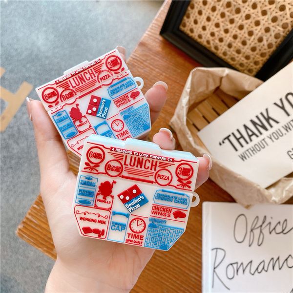 

for airpods 2 3d cute pizza full protective earphone case soft silicone shockproof case cover for airpods pro 3 charging box