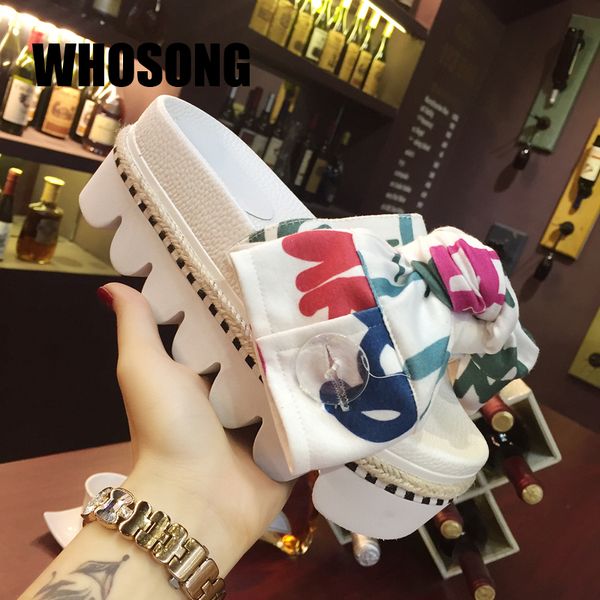 

summer women slippers girls bow slides woman platform shoes ladies outside shoes female white brand mules zapatos de mujer new, Black