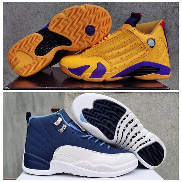 

new arrival jumpman 14s university gold mens basketball shoes 6s triple black 12s stone blue mens trainers sport sneakers size 40-47
