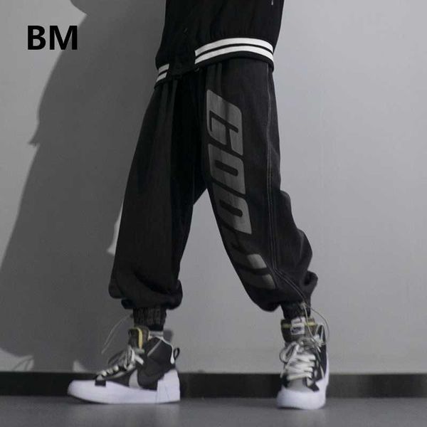 

2020 hip hop черные джинсы мода уличная kpop одежда высокого качества письмо печати joggers мужская одежда корейский денима брюки мужчины, Blue