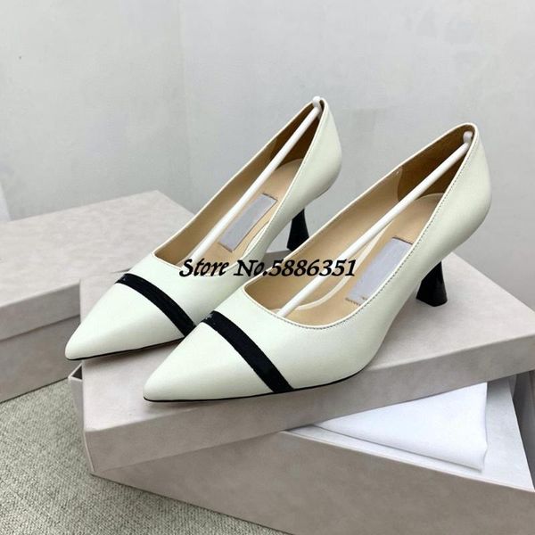 

women high heel pumps shoe cat heel stilettos pointed toe low shoe real leather, Black