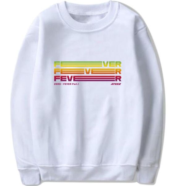 

new arrival ateez mini concert zero fever part 1 same printing o neck pullover hoodies kpop fleece sweatshirt, Black