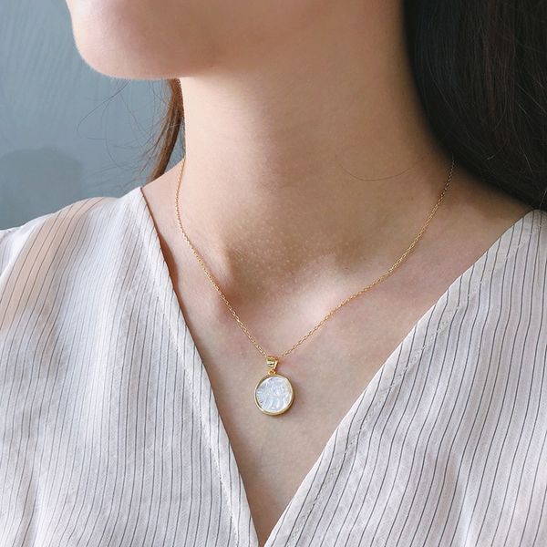 

louleur 925 sterling silver shell angel baby pendant necklace gold original round western style necklace for women jewelry gifts