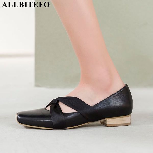 

allbitefo new arrive genuine leather thick heels dance women shoes brand high heels party women shoes high heel, Black