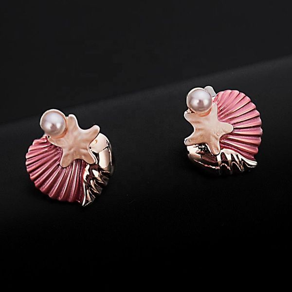

women earrings new alloy stud earrings for women vintage enamel shell star fish jewelry fashion metal animal korean earring, Silver