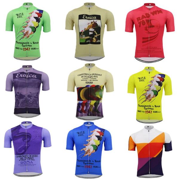 

2020 classic cycling jersey ropa ciclismo men short sleeve bike wear retro jersey custom clothing, Black;red