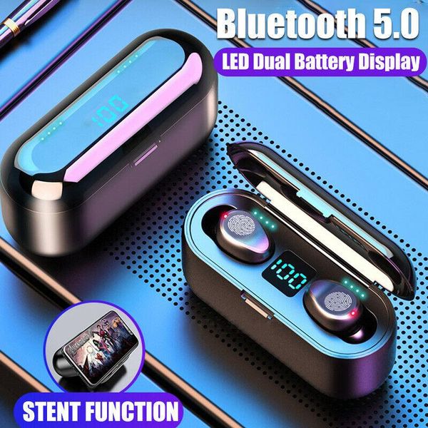 

cgjxscgjxsnew f9 tws wireless earphone bluetooth v5 .0 earbuds bt5 .0 headphone led display with 2000mah power bank charger headset with mic