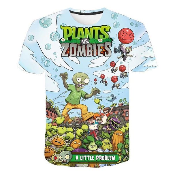 

new plants vs zombies printed boy girl games peashooter 4-20 years old 3d print shirts plus size humor funny men clothing