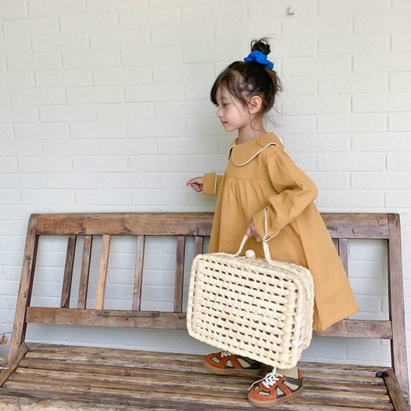

2020 autumn new arrival girls long sleeve princess dress with bow kids koreand design dress girls dresses, Red;yellow