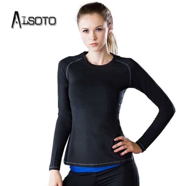 

summer style women long sleeve t-shirt sports fitness yoga training anti-sweat joggers solid color gym tight sportswear, Black;blue