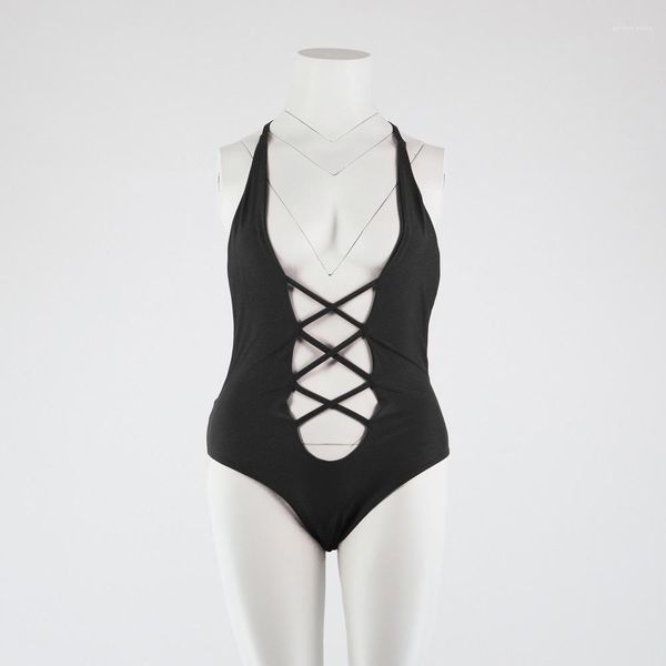 

бикини сплошного цвета бинты узелок sexy холтер женщины one piece, White;black