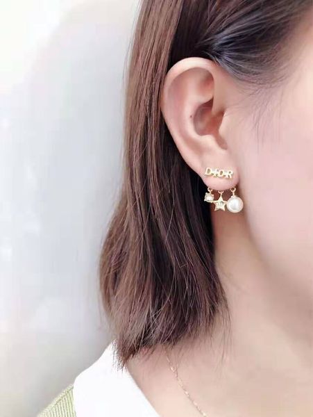 

luxury stud women earrings pearl heart letter ear stud men earring gold silver jewelry accessories fashion gift for girls, White