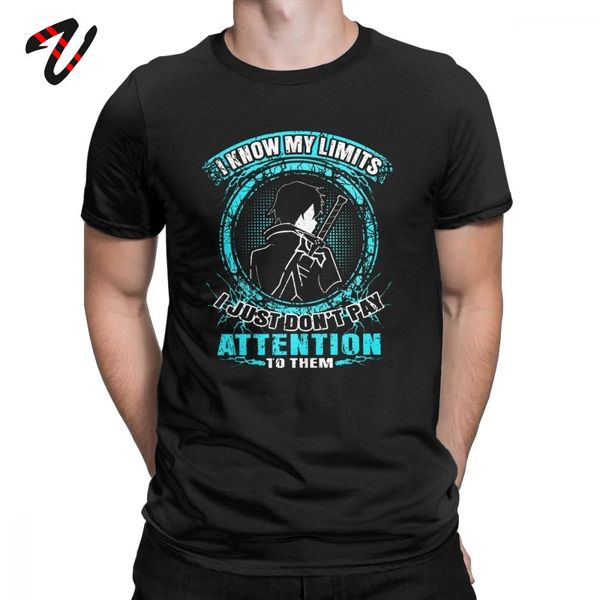 

sword art online men's t shirts anime kirito sao i know my limits cotton tee shirt custom mens t-shirt plus size