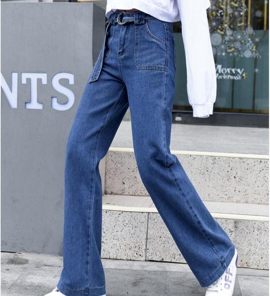 

women's jeans autumn wide leg pants women 2021 fashion denim high waist loose blue