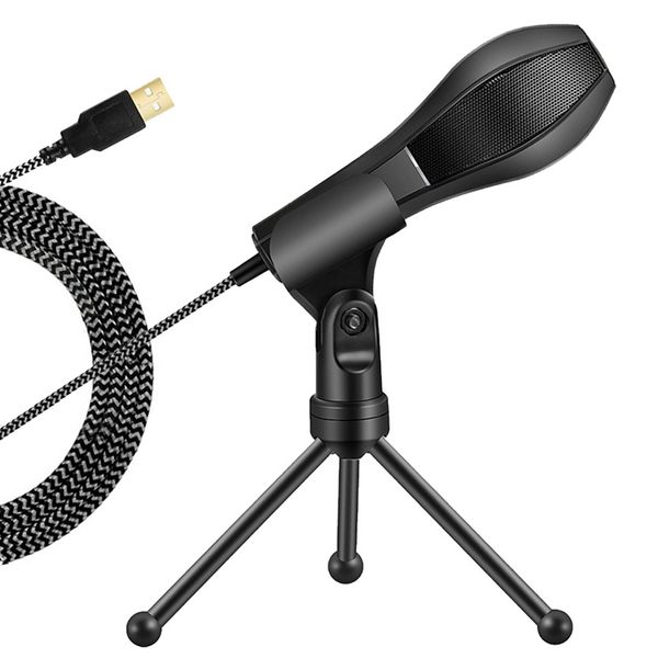 

professional condenser microphone with stand braided usb cable for computer phone pc skype karaoke mic commute