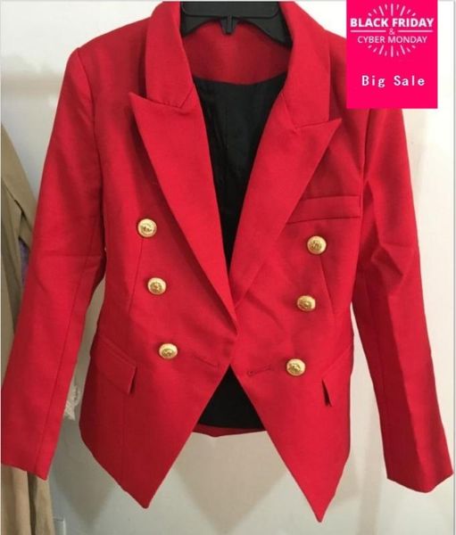 

european station 2020 spring women's new fashion brand model draping double breasted gold buckle slim suit jacket star wear wq01, White;black