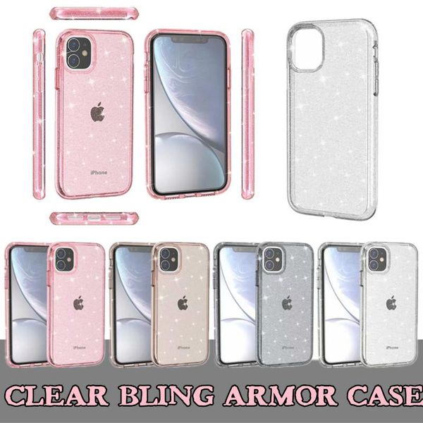

cgjxsfor iphone 11 clear armor bling phone case for iphone xs max xr 6 8 plus 11 pro max glitter hard pc cover