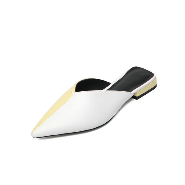 

fashion women elegant slipper casual flat heels shoes new summer pointed toe mules shoes woman, Black
