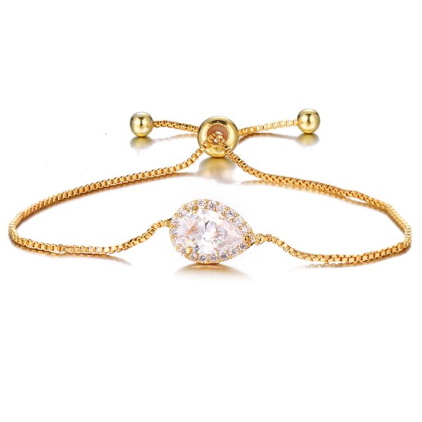 

link, chain bettyue simple series waterdrop zirconia horizontal placement adjustable bracelet three color for female party first choice, Black