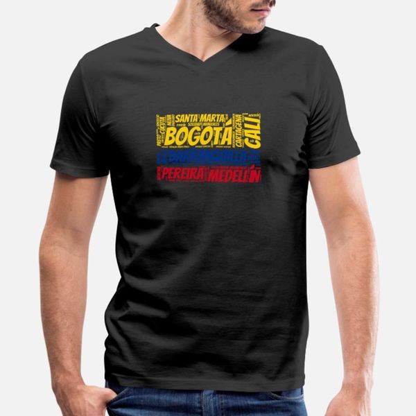 

colombia flag with city names word art t shirt men knitted cotton s-xxxl basic solid fit new style spring autumn cool shirt, White;black