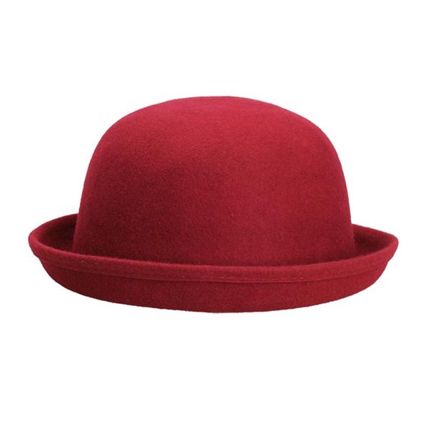 

newly vintage women men woolen roll brim bowler hats billycock classic hat dod886, Blue;gray