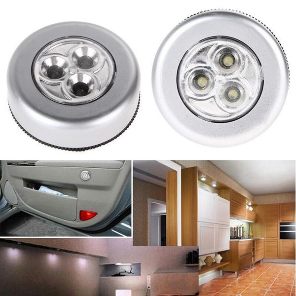 

creative round touch lamp 3led 4led press light car pat light car night light paste wardrobe reading lamp zza448