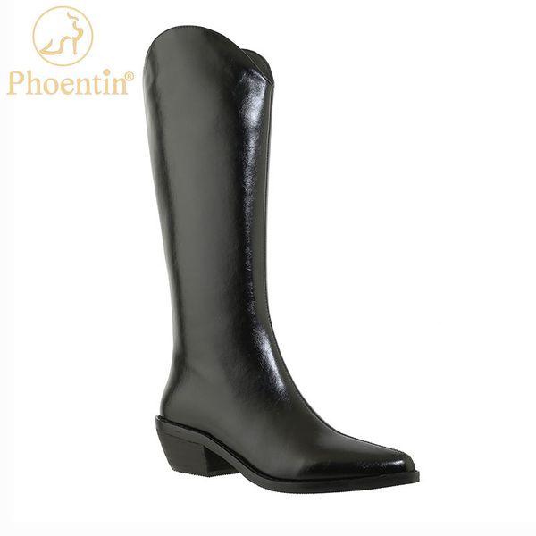 

phoentin white knee high boots 2020 autumn winter black cowboy boot pointed toe high heel women shoes long booties ft1198