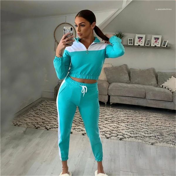

tracksuits casual women tracksuits fashion zipper stand collar long sleeve two piece sets 20aw women designer, Gray