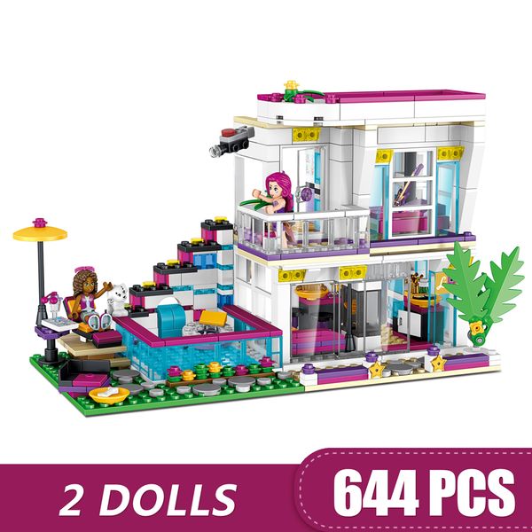

644pcs small building blocks toys compatible with legoe friends great singer livi's house gift for girls boys children diy