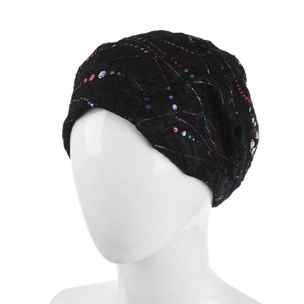 

1pc женщины упругие cap мягкая дышащая хлопок мусульманская hat урожай эпоксидный кружева узел wrap гофрированные тюрбан модные шапки, Blue;gray